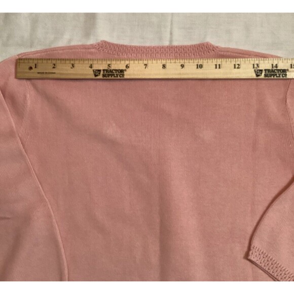 DRESSBARN True Pink Cotten Blend Delicate Pull Over Sweater 3/4 Sleeve Sz Small - Picture 11 of 11
